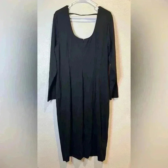 Lane Bryant Sweetheart-Neck Heart Button-Front Bodycon Black Long Sleeves - Picture 3 of 9